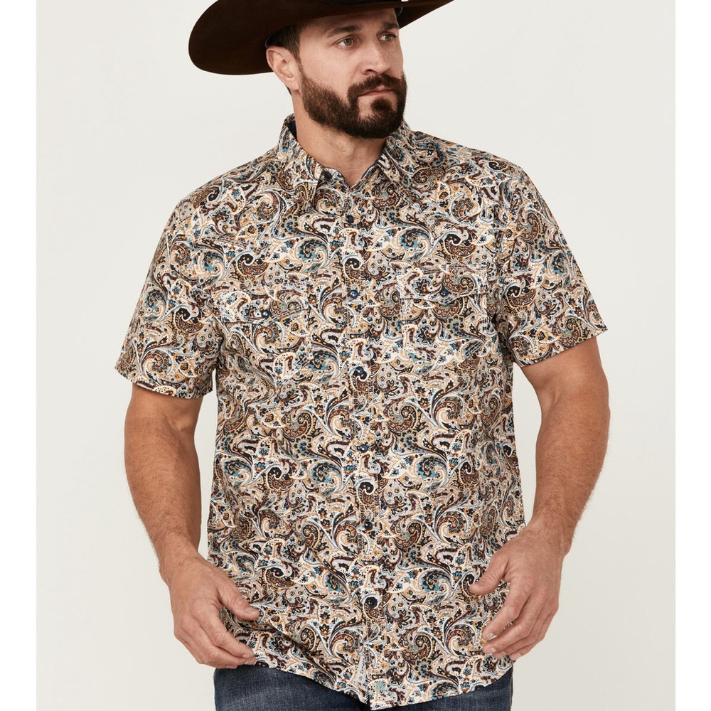 MoonShine Men's Paisley Print Short Sleeve Shirt